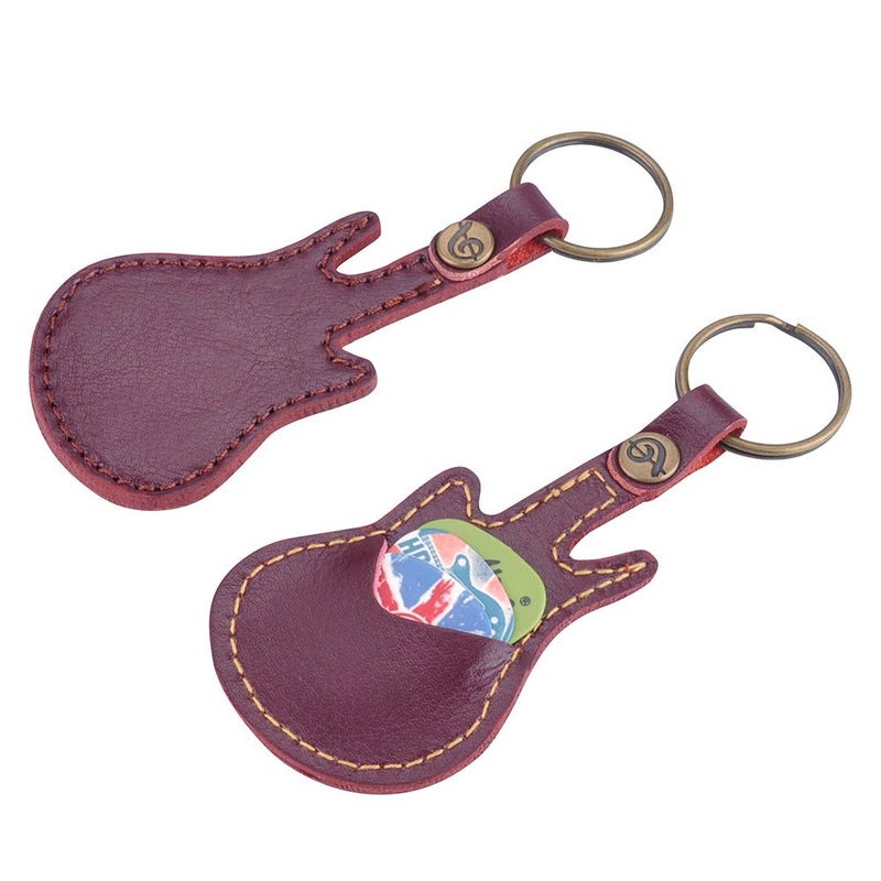 KingPoint Leather Guitar Picks Case with Keychain & 5 Pcs Plectrums - Coffee Color - Image 5